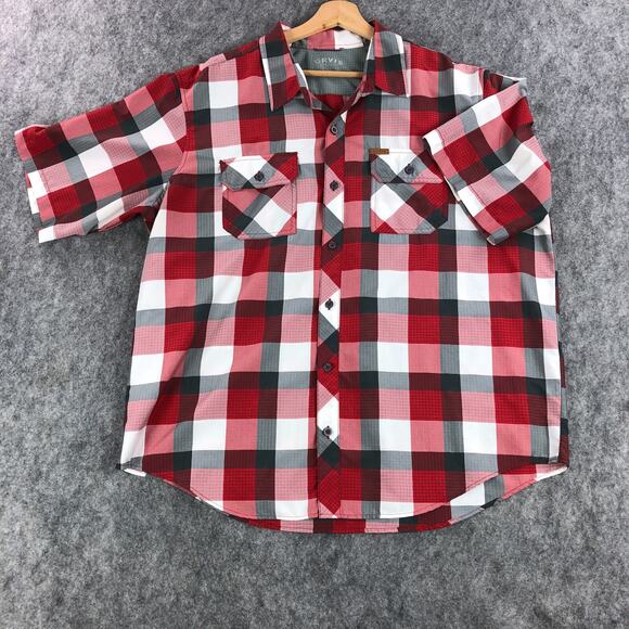 Orvis Mens Button-Up Shirt XXL Red Plaid Short Sleeve Fishing Outdoor Casual - Picture 2 of 10